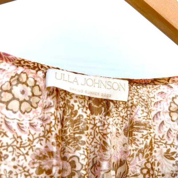 Ulla Johnson Virginia Dress Midi Belt Ruffle Yellow Meadow Cottage Cotton 2 - Picture 6 of 12